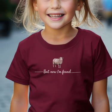 But Now Im Found Sheep Child T Shirt - Maroon